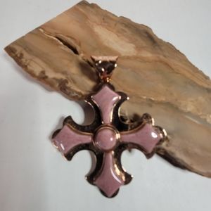 Copper and pink stone cross